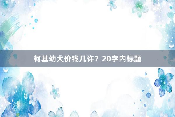 柯基幼犬价钱几许？20字内标题